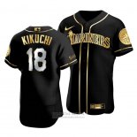 Camiseta Beisbol Hombre Seattle Mariners Yusei Kikuchi Golden Edition Autentico Negro