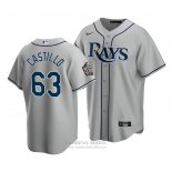 Camiseta Beisbol Hombre Tampa Bay Rays Diego Castillo Replica Road 2020 Gris