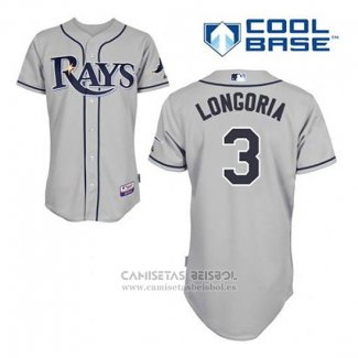 Camiseta Beisbol Hombre Tampa Bay Rays Evan Longoria 3 Gris Cool Base