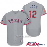 Camiseta Beisbol Hombre Texas Rangers 2017 Estrellas y Rayas Rougned Odor Gris Flex Base