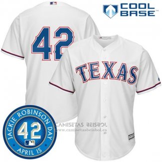 Camiseta Beisbol Hombre Texas Rangers Jackie Robinson Cool Base Blanco