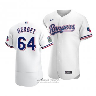 Camiseta Beisbol Hombre Texas Rangers Jimmy Herget Autentico Primera Blanco