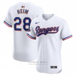Camiseta Beisbol Hombre Texas Rangers Jonah Heim 2024 Oro Collection Elite Blanco