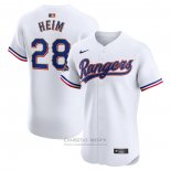 Camiseta Beisbol Hombre Texas Rangers Jonah Heim 2024 Oro Collection Elite Blanco