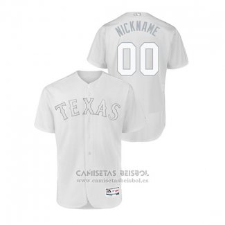 Camiseta Beisbol Hombre Texas Rangers Personalizada 2019 Players Weekend Autentico Blanco