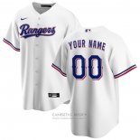 Camiseta Beisbol Hombre Texas Rangers Primera Replica Personalizada Blanco