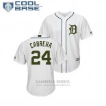 Camiseta Beisbol Hombre Tigers Miguel Cabrera 2018 Dia de los Caidos Cool Base Blanco