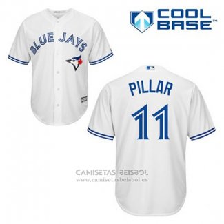 Camiseta Beisbol Hombre Toronto Blue Jays Kevin Pillar 11 Blanco Primera Cool Base