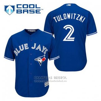 Camiseta Beisbol Hombre Toronto Blue Jays Troy Tulowitzki 2 Azul Alterno Cool Base