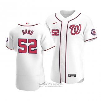 Camiseta Beisbol Hombre Washington Nationals Brad Hand Autentico Primera Blanco