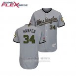 Camiseta Beisbol Hombre Washington Nationals Bryce Harper 2018 Dia de los Caidos Flex Base Gris