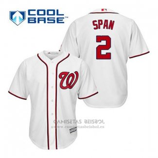 Camiseta Beisbol Hombre Washington Nationals Denard Span 2 Blanco Primera Cool Base