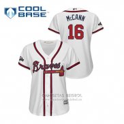 Camiseta Beisbol Mujer Atlanta Braves Brian Mccann 2019 Postemporada Cool Base Blanco