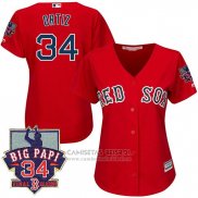 Camiseta Beisbol Mujer Boston Red Sox 34 David Ortiz Rojo Retirement
