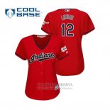 Camiseta Beisbol Mujer Cleveland Indians Francisco Lindor 2019 All Star Patch Cool Base Rojo