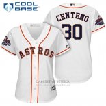 Camiseta Beisbol Mujer Houston Astros 2017 World Series Campeones Juan Centeno Blanco Cool Base