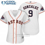 Camiseta Beisbol Mujer Houston Astros 2017 World Series Campeones Marwin Gonzalez Blanco Cool Base