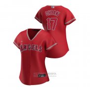 Camiseta Beisbol Mujer Los Angeles Angels Shohei Ohtani 2020 Replica Alterno Rojo