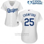 Camiseta Beisbol Mujer Los Angeles Dodgers Carl Crawford Cool Base Blanco