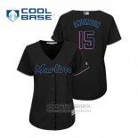 Camiseta Beisbol Mujer Miami Marlins Brian Anderson Cool Base Alterno 2019 Negro