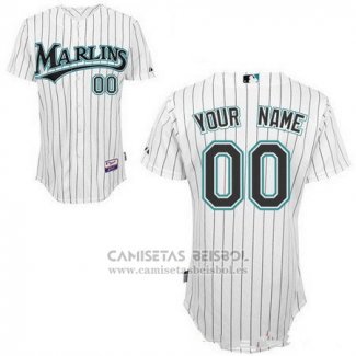 Camiseta Beisbol Mujer Miami Marlins Personalizada 2018 Blanco