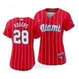 Camiseta Beisbol Mujer Miami Marlins Trevor Rogers 2021 City Connect Sugar Kings Rojo