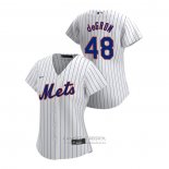 Camiseta Beisbol Mujer New York Mets Jacob Degrom 2020 Replica Primera Blanco