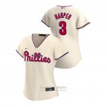 Camiseta Beisbol Mujer Philadelphia Phillies Bryce Harper 2020 Replica Alterno Crema