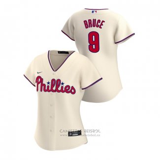 Camiseta Beisbol Mujer Philadelphia Phillies Jay Bruce 2020 Replica Alterno Crema