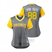 Camiseta Beisbol Mujer San Diego Padres Phil Maton 2018 LLWS Players Weekend Spin Rate Gris