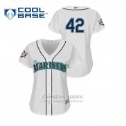 Camiseta Beisbol Mujer Seattle Mariners 2019 Jackie Robinson Day Cool Base Blanco