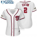 Camiseta Beisbol Mujer Washington Nationals 2017 Postemporada Adam Eaton Blanco Cool Base