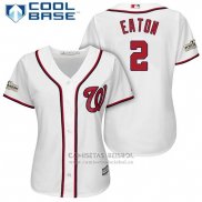 Camiseta Beisbol Mujer Washington Nationals 2017 Postemporada Adam Eaton Blanco Cool Base