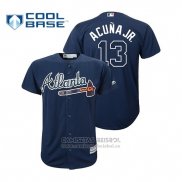 Camiseta Beisbol Nino Atlanta Braves Ronald Acuna Jr. Cool Base Alterno Azul