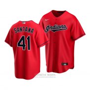 Camiseta Beisbol Nino Cleveland Indians Carlos Santana Replica Alterno 2020 Rojo