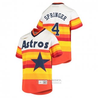 Camiseta Beisbol Nino Houston Astros George Springer Cooperstown Collection Primera Blanco Naranja