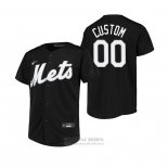Camiseta Beisbol Nino New York Mets Custom Replica Negro