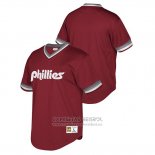 Camiseta Beisbol Nino Philadelphia Phillies Cooperstown Collection Mesh Wordmark V-Neck Burgundy