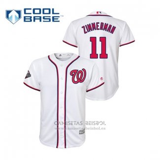 Camiseta Beisbol Nino Washington Nationals Ryan Zimmerman 2019 World Series Bound Cool Base Blanco