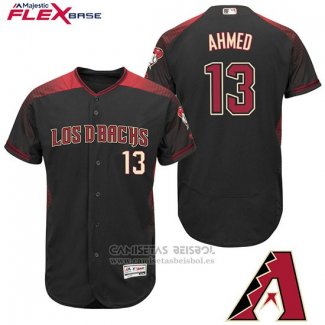 Camiseta Beisbol Hombre Arizona Diamondbacks 13 Nick Ahmed Negro Hispanic Heritage Flex Base