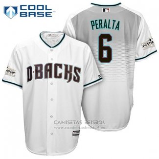 Camiseta Beisbol Hombre Arizona Diamondbacks 2017 Postemporada 6 Peralta Blanco Cool Base