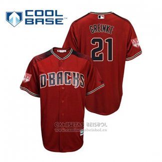 Camiseta Beisbol Hombre Arizona Diamondbacks Zack Greinke Cool Base 2019 Entrenamiento de Primavera Rojo