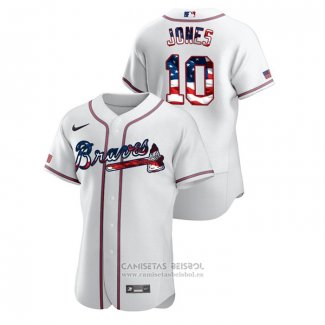 Camiseta Beisbol Hombre Atlanta Braves Chipper Jones 2020 Stars & Stripes 4th of July Blanco