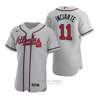 Camiseta Beisbol Hombre Atlanta Braves Ender Inciarte Autentico 2020 Road Gris