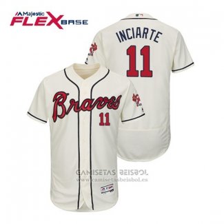 Camiseta Beisbol Hombre Atlanta Braves Ender Inciarte Flex Base Autentico Collezione Alterno 2019 Crema