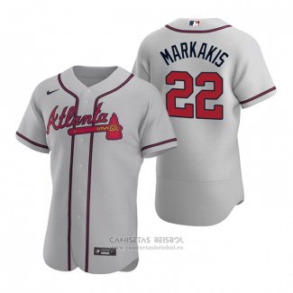 Camiseta Beisbol Hombre Atlanta Braves Nick Markakis Autentico 2020 Road Gris