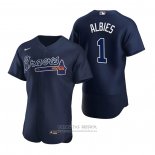 Camiseta Beisbol Hombre Atlanta Braves Ozzie Albies Autentico 2020 Alterno Azul