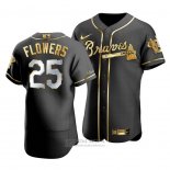 Camiseta Beisbol Hombre Atlanta Braves Tyler Flowers Golden Edition Autentico Negro Oro