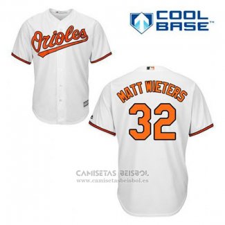 Camiseta Beisbol Hombre Baltimore Orioles 32 Matt Wieters Blanco Primera Cool Base