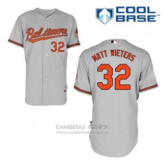 Camiseta Beisbol Hombre Baltimore Orioles 32 Matt Wieters Gris Cool Base